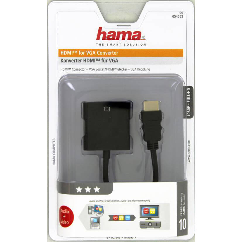 HAMA Adapter HDMI-VGA Digital Guld Svart