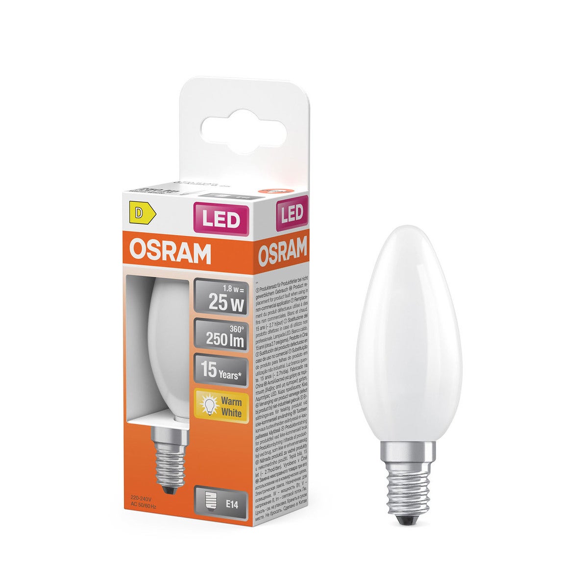Belysning LED Retrofit Classic B 1,8W 827 Frosted E14