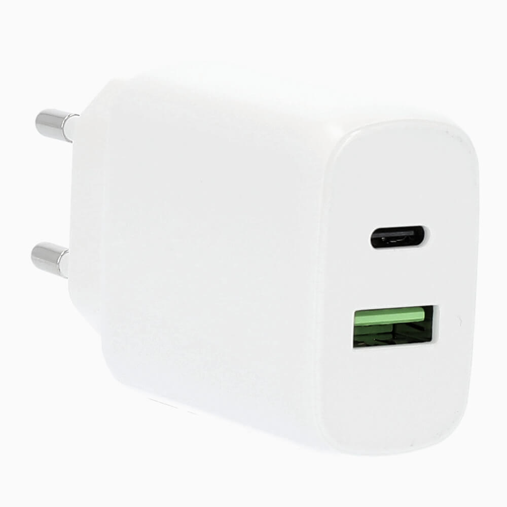 Laddare 220V 1xUSB-C + 1xUSB-A PD/PPS 25W + 18W QC Vit