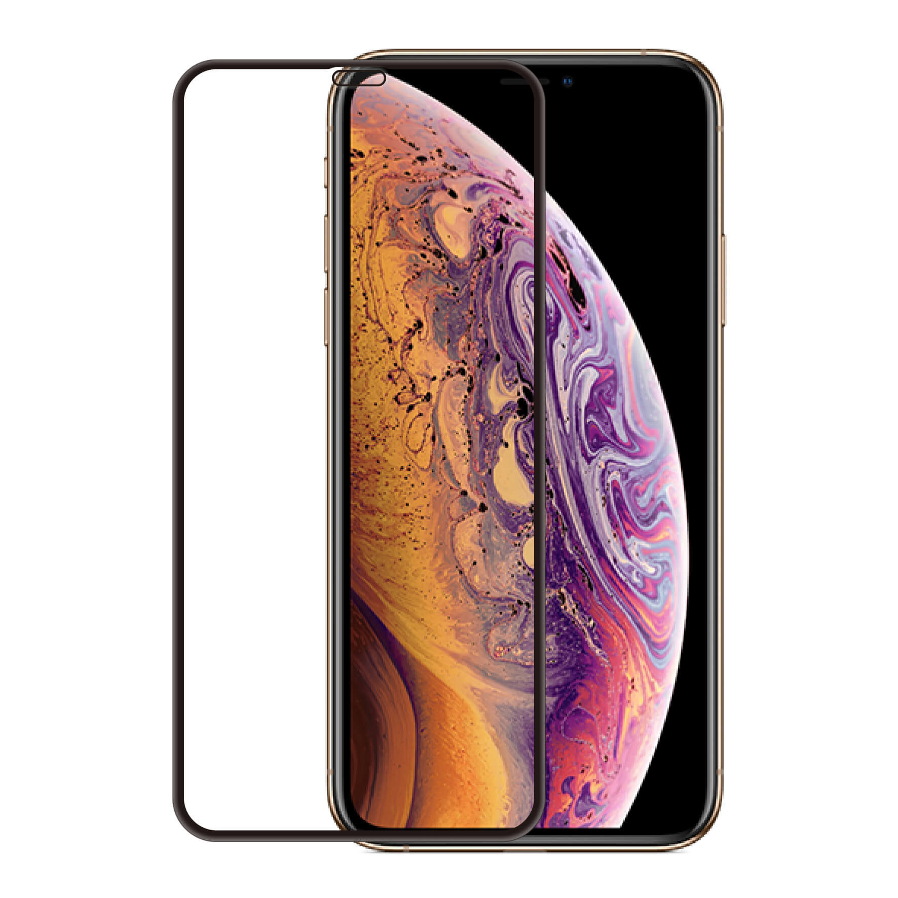 Hærdet Glas 3D Gummed Full Cover Sort iPhone Xs Max/11 Pro Max Incl. Monteringsramme
