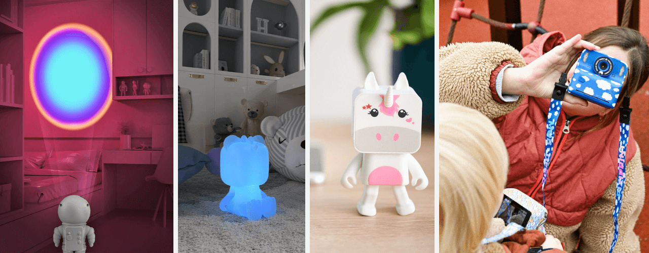 MOB – MOBILITY ON BOARD Sveglia E Luce Notturna Per Bambini Billy Clock Leopard - Motivo Coniglio - Pannello Frontale In Tessuto - Data, Ora E 3 Impostazioni Di Sveglia