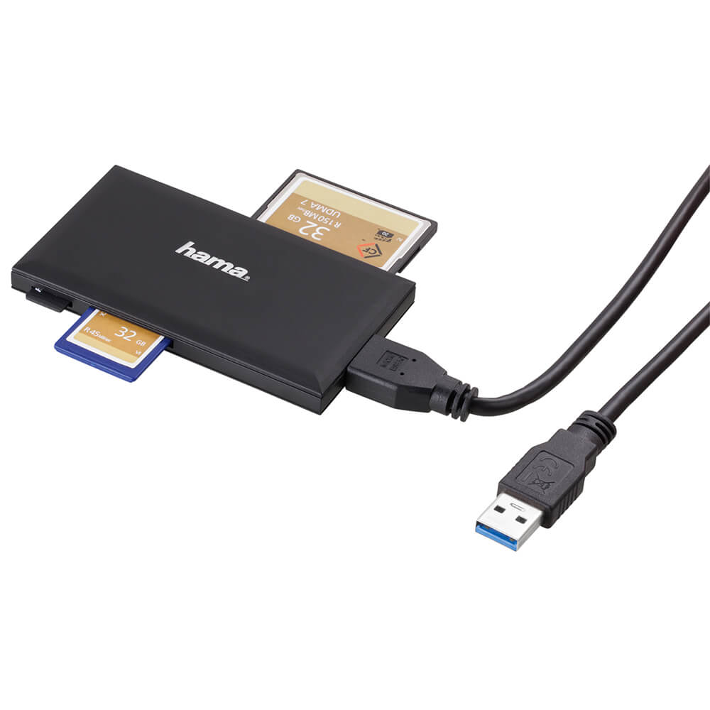HAMA USB 3.0 UHS II Multi-Card Reader SD/microSD/CF Black 