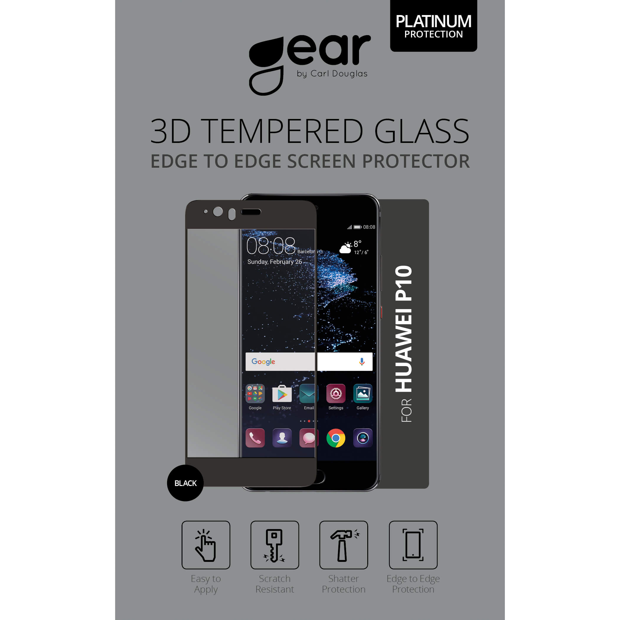 Glass Prot. Asahi Huawei P10 5,5" Full Fit Black