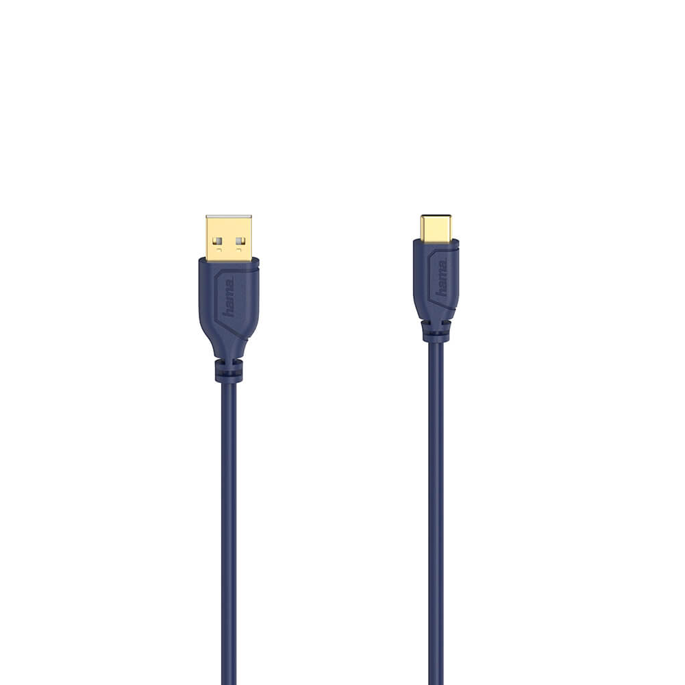 Cable USB-C Flexi-Slim USB-A-USB-C Gold Blue 0.75m