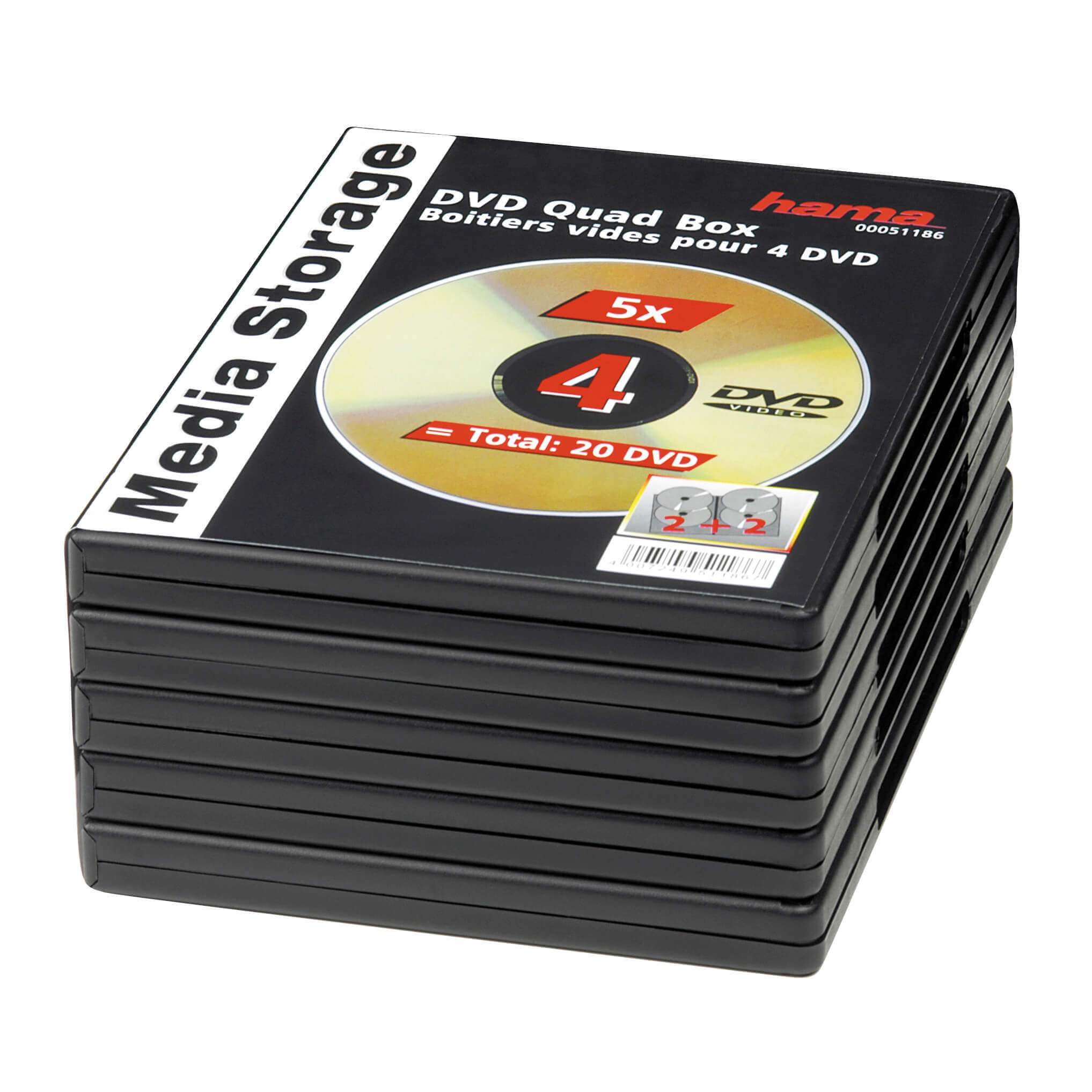 HAMA Quad Box DVD Jewel Case, pack of 5, black
