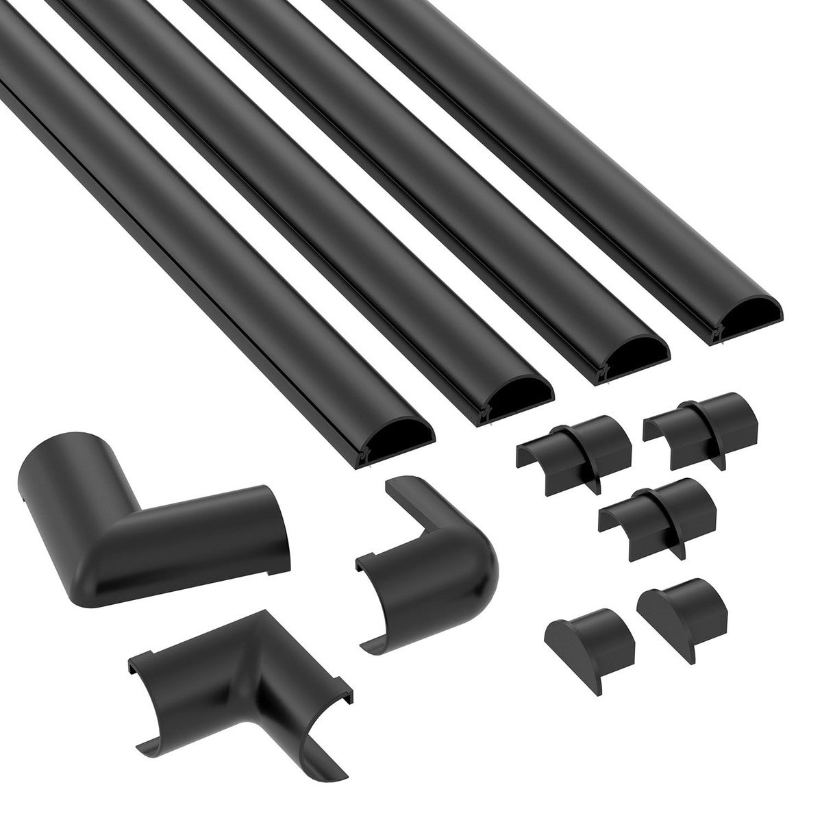 Kabelkanalsats 20x10 4x 1.0m Självhäftande Svart