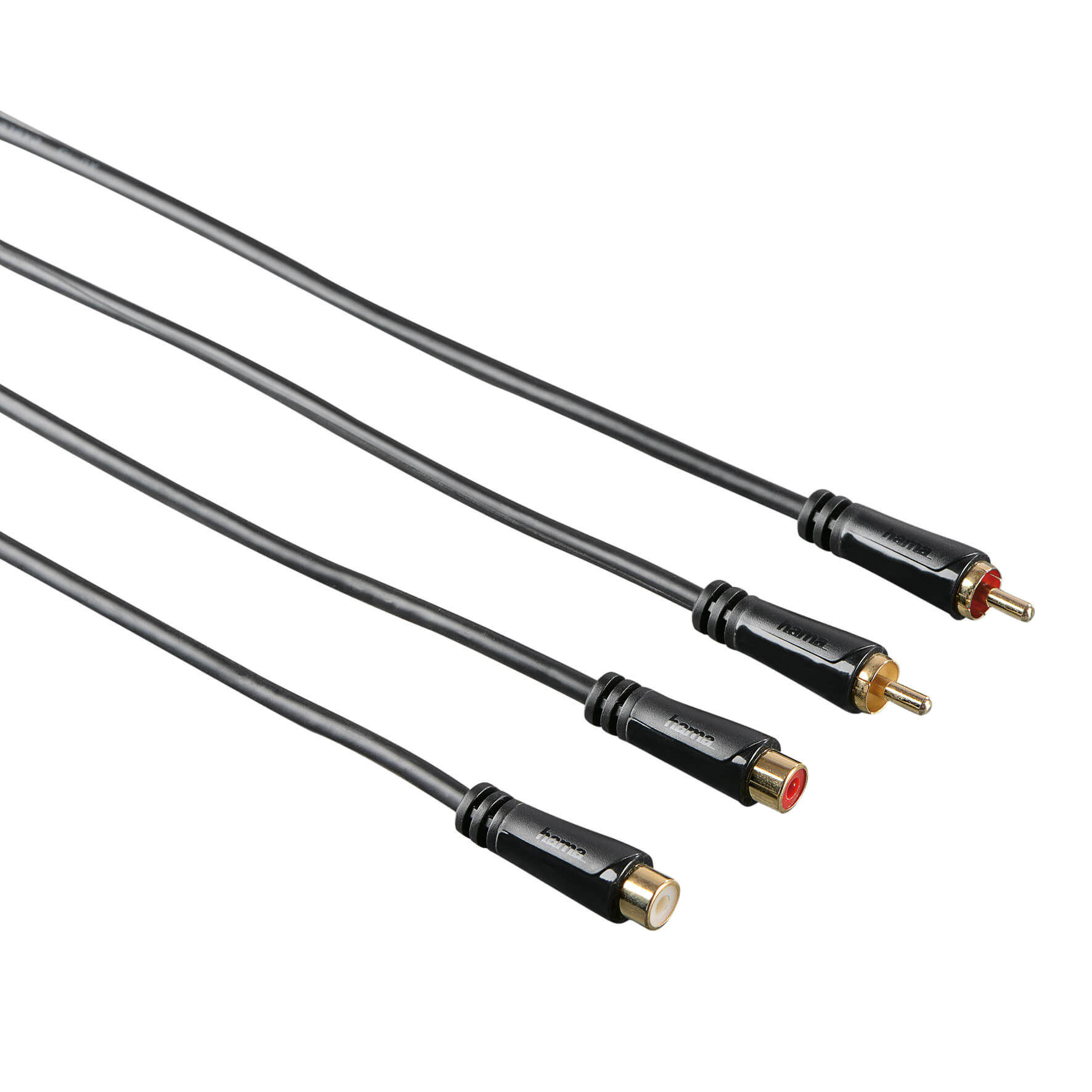 HAMA Audio Extension Cable, 2 RCA plugs - 2 RCA sockets, gold-pl