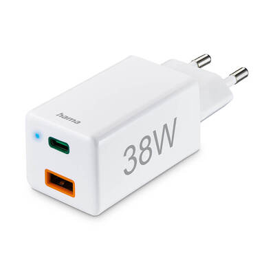 Mini-charger USB-C + USB-A Qualcomm 3.0 38W White