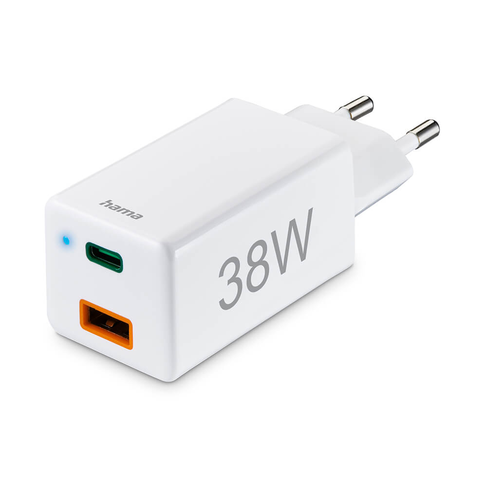 HAMA Mini-charger USB-C + USB-A Qualcomm 3.0 38W White