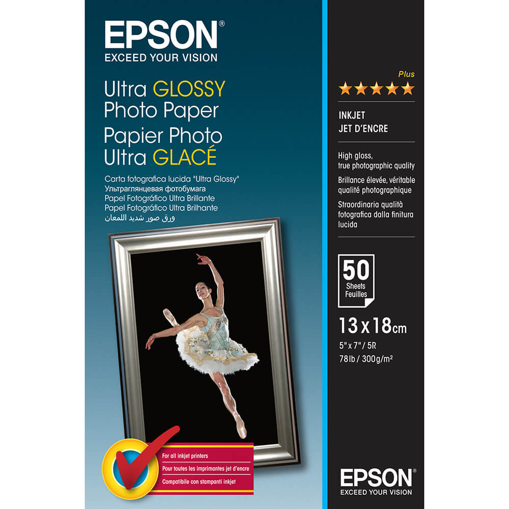 EPSON 13x18cm Ultra Glossy Photo Paper 300g, 50 sheets
