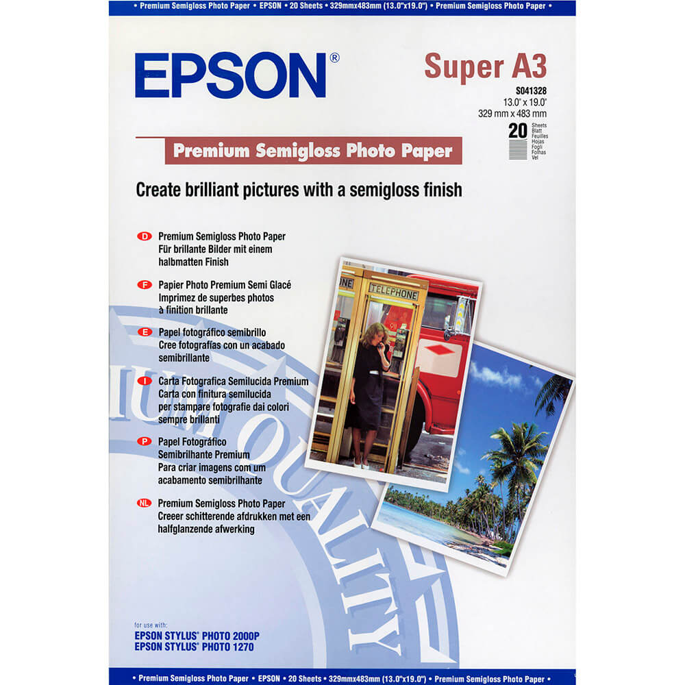 EPSON A3+ Premium Semigloss  Photo Paper 250g, 20 sheets