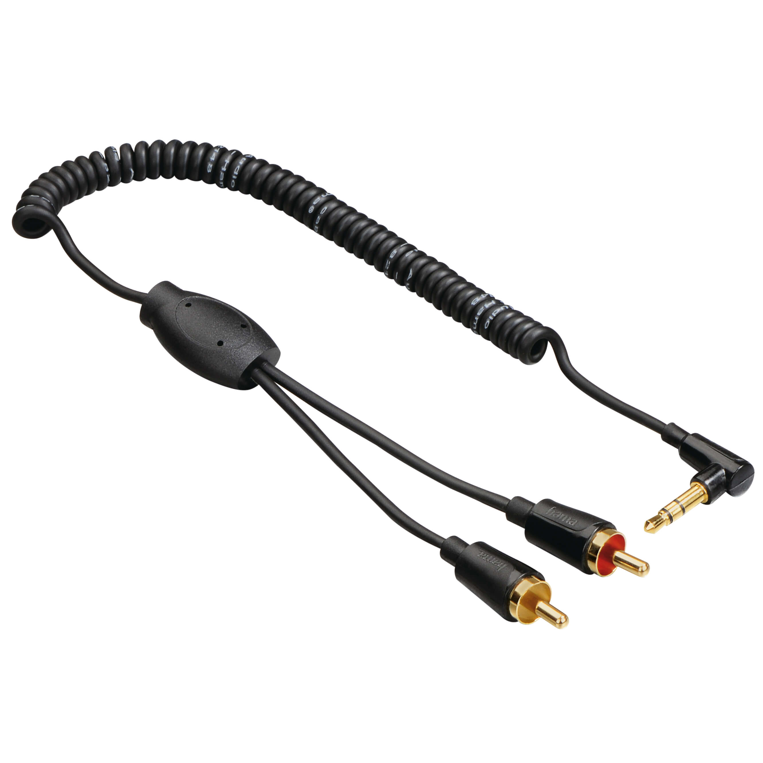 HAMA Flexi-Slim Coiled Cable, 3.5 mm stereo jack plug 90° - 2 RC