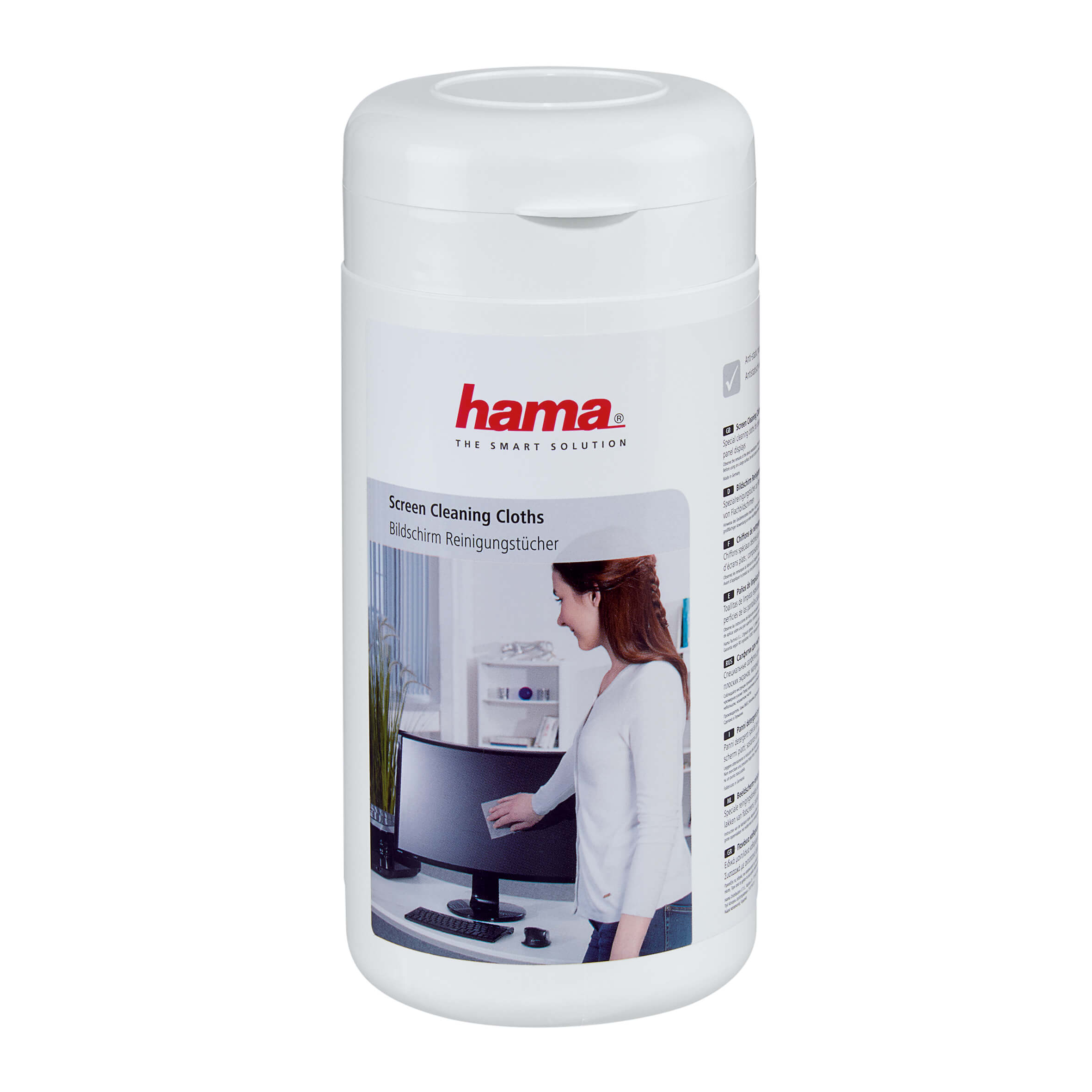 HAMA Screen Cleaning Cloths, 100 p ieces, in a dispenser
