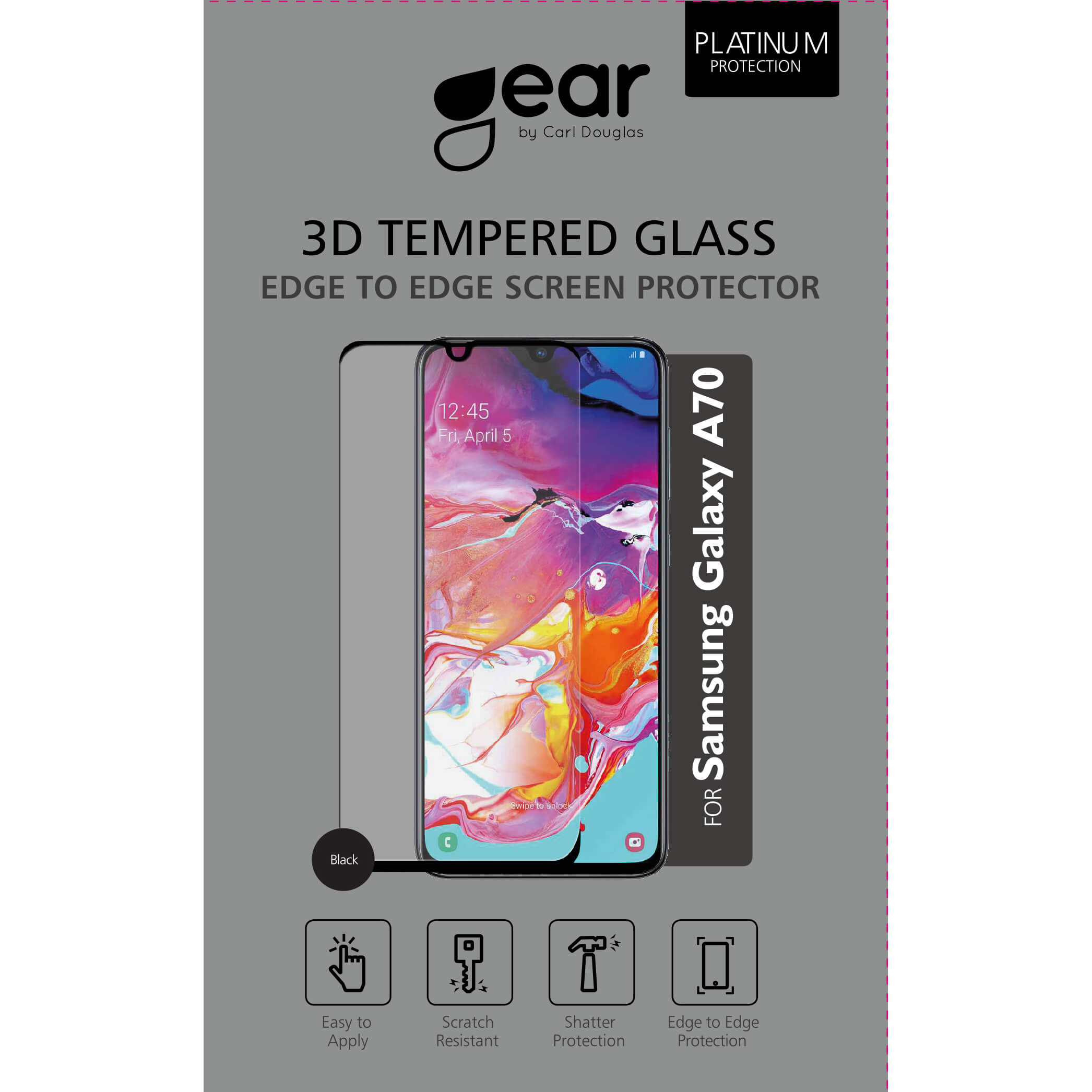 Glass Prot. 3D Full Cover Black Samsung A70