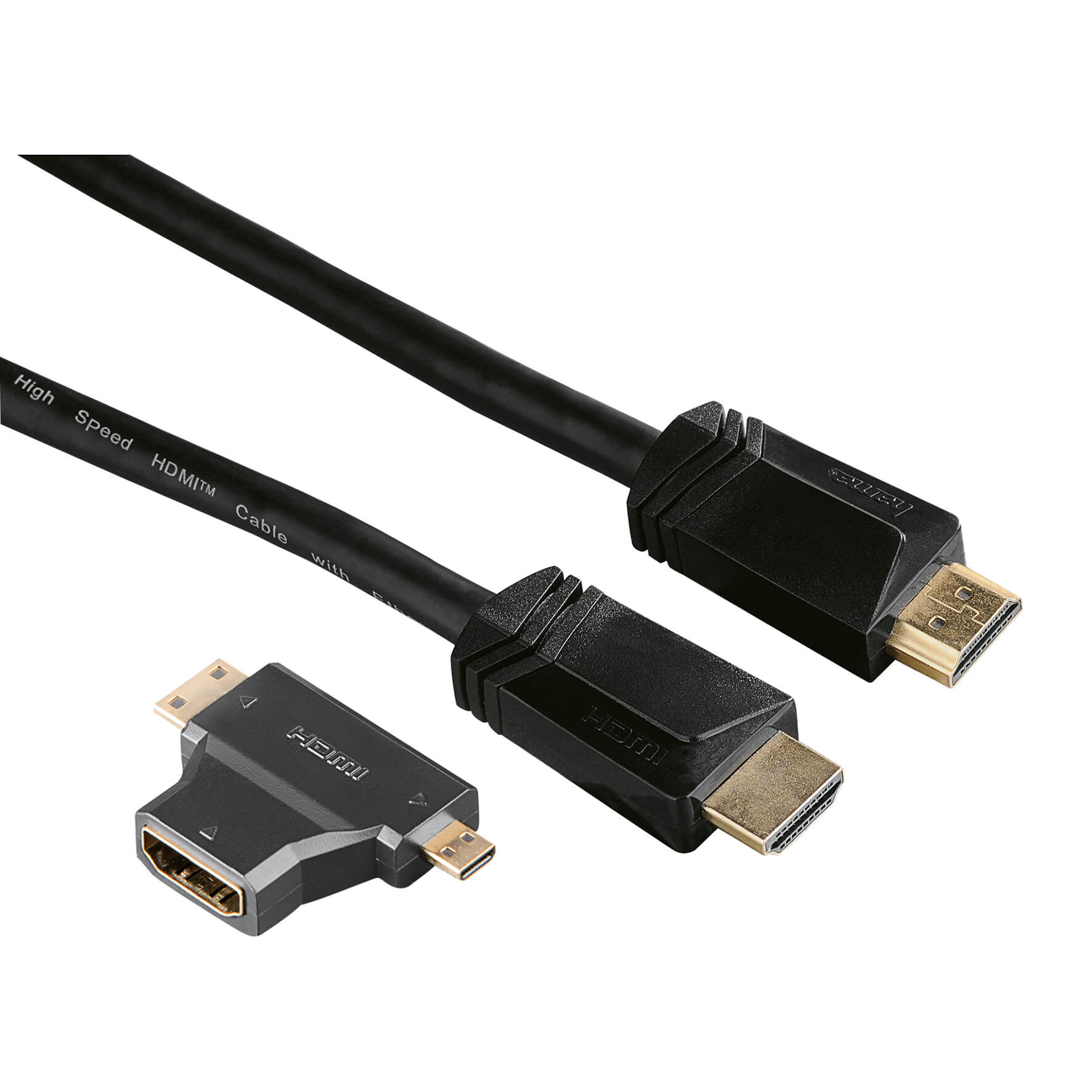 High Speed HDMI™ Cable, plug - plug, Ethernet, 1.5 m + 2 HD