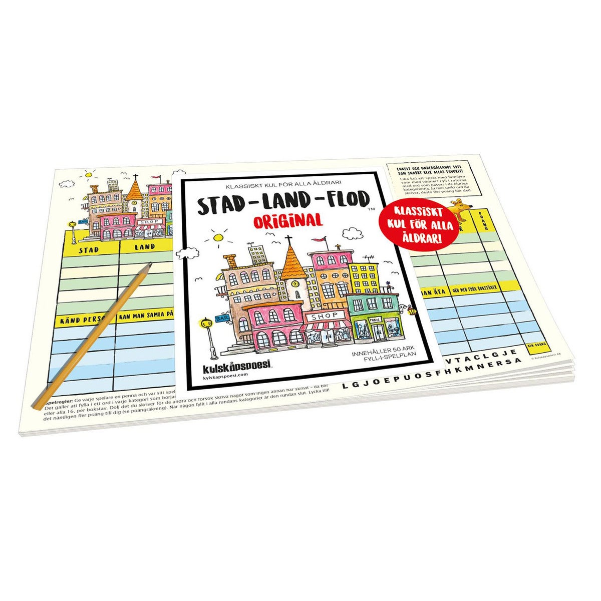 Peli Stad Land Flod - Spelblock (SE)
