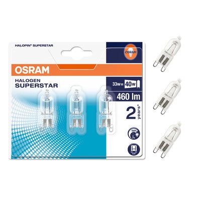 Lamppu Halopin Superstar 35W 230V 2800k Klar G9 3-Pakkaus