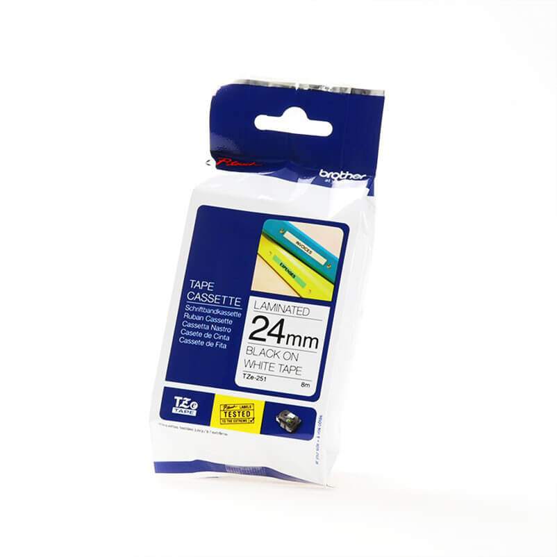 P-Touch TZE-251 24mm Musta päälle Valkoinen