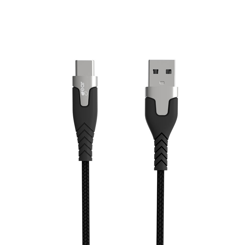 GEAR Latausjohto PRO USB-A USB-C 2.0 1.5m Musta Kevlar johto Metalliliitin