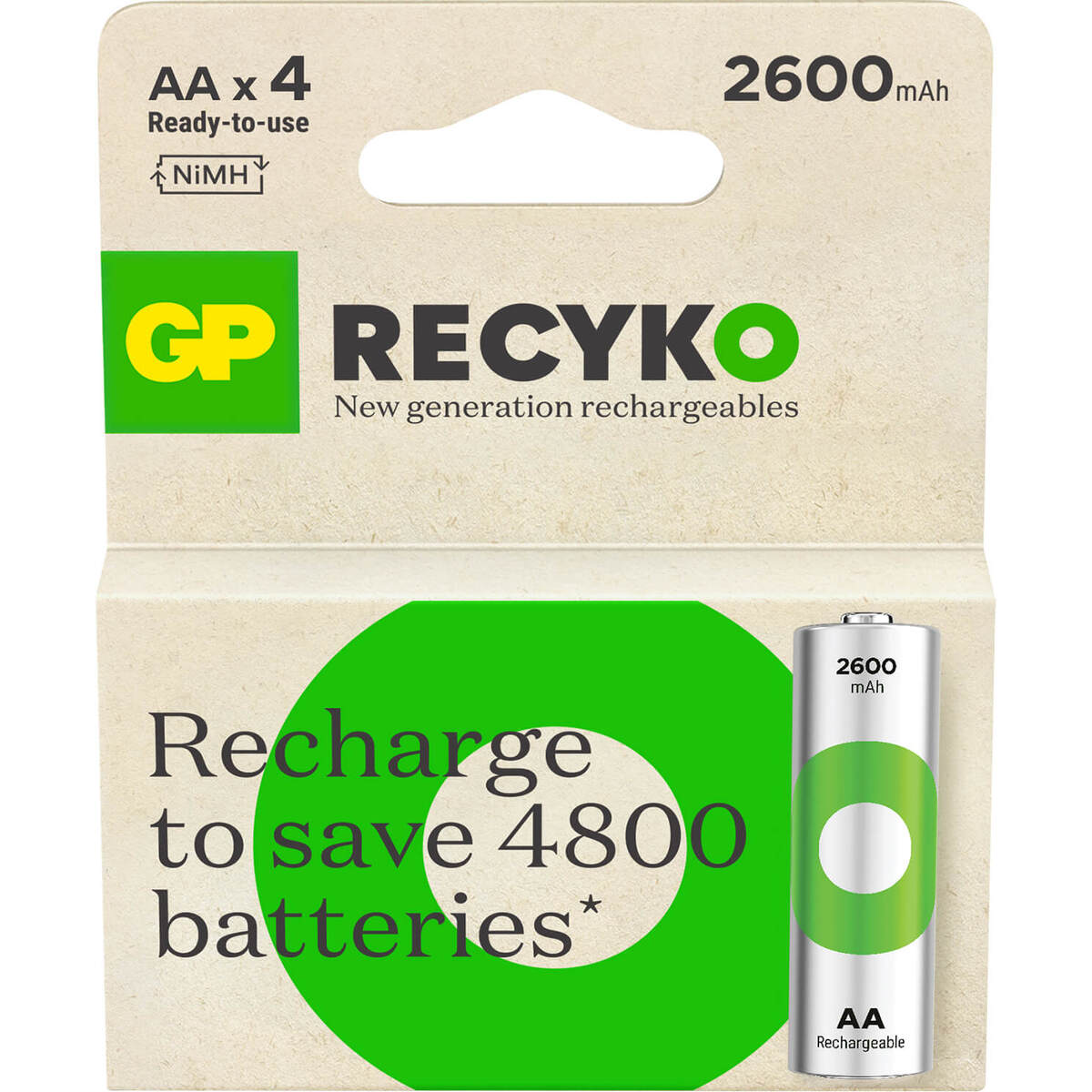 Paristo Recyko NiMH AA HR6 2600mAh 4-Pack