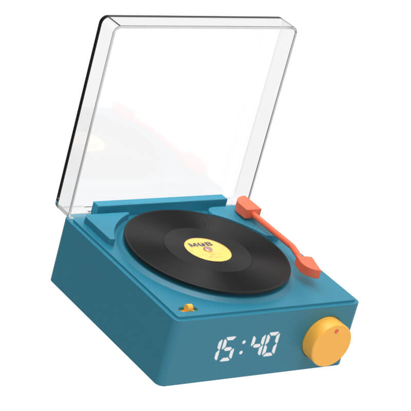 Högtalare Väckarklocka Vinyl Retro Blå