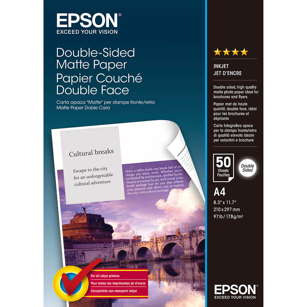 EPSON A4 Double-Sided Matte Paper 178g, 50 sheets