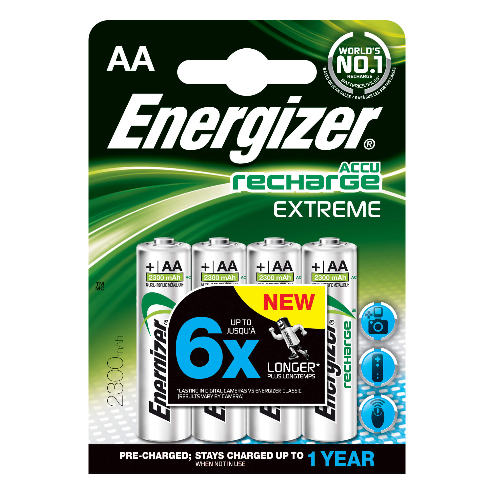 Universal Battery Extreme, AA , 2300mAh, 4 Each, Silver