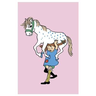 ASTRID Pippi Greeting Card w. Envelope - Blue