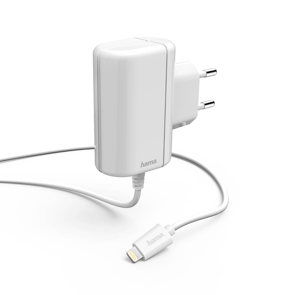 HAMA Charger 220V Lightning 2,4A Mounted Cable 1m White MFI