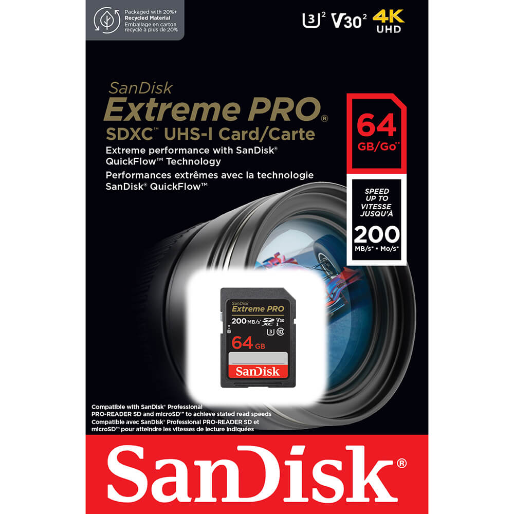SDXC Extreme Pro 64GB 200MB/s UHS-I C10 V30 U3