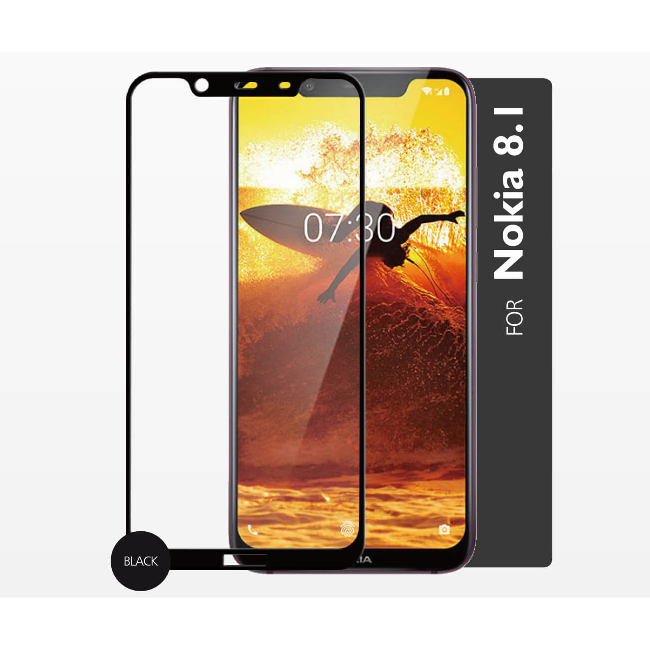 Glass Prot. 2,5D Full Cover Nokia 8.1