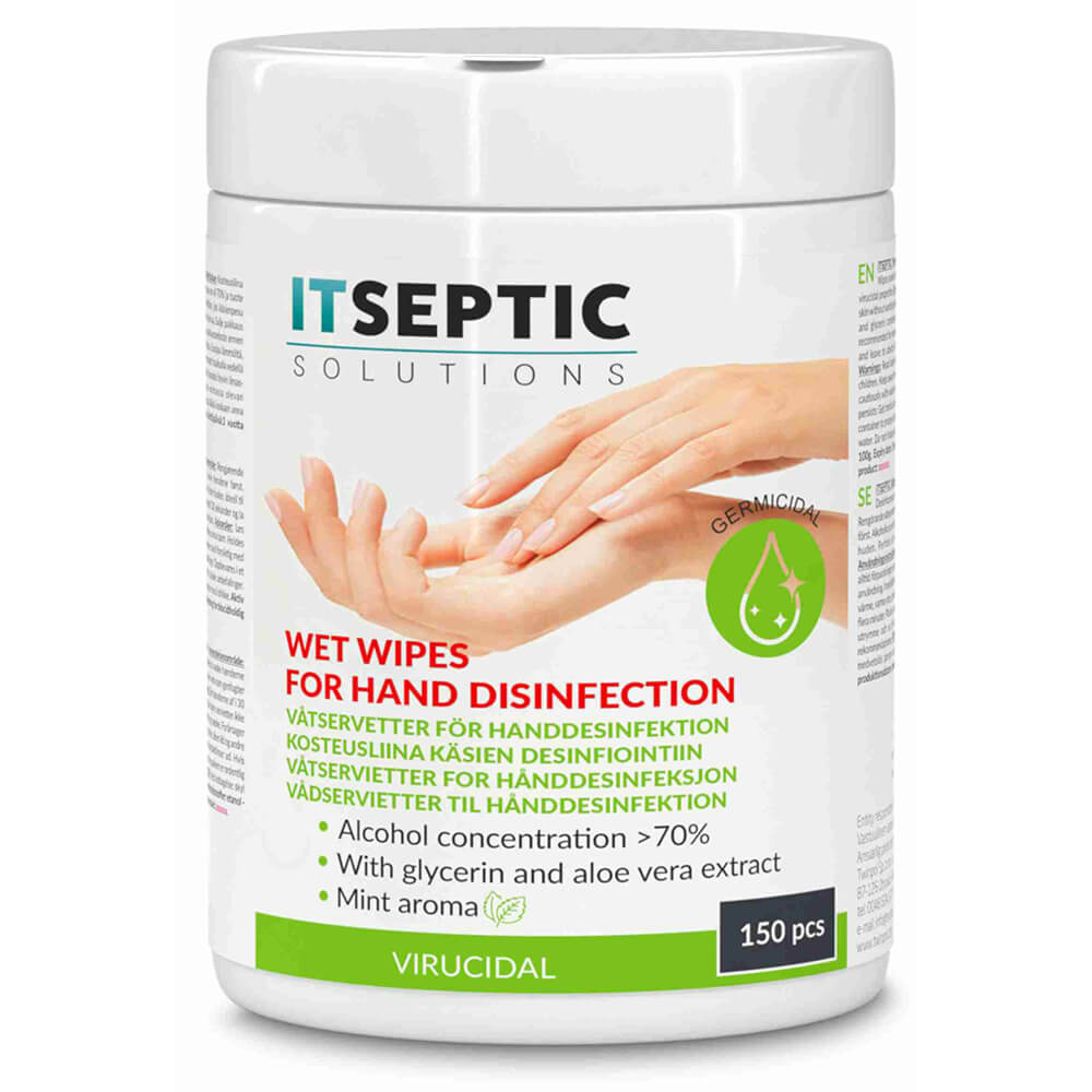 ITSEPTIC Hand Disinfection Wet Wipes Large >70% Alcohol 12x24cm 150 pcs.
