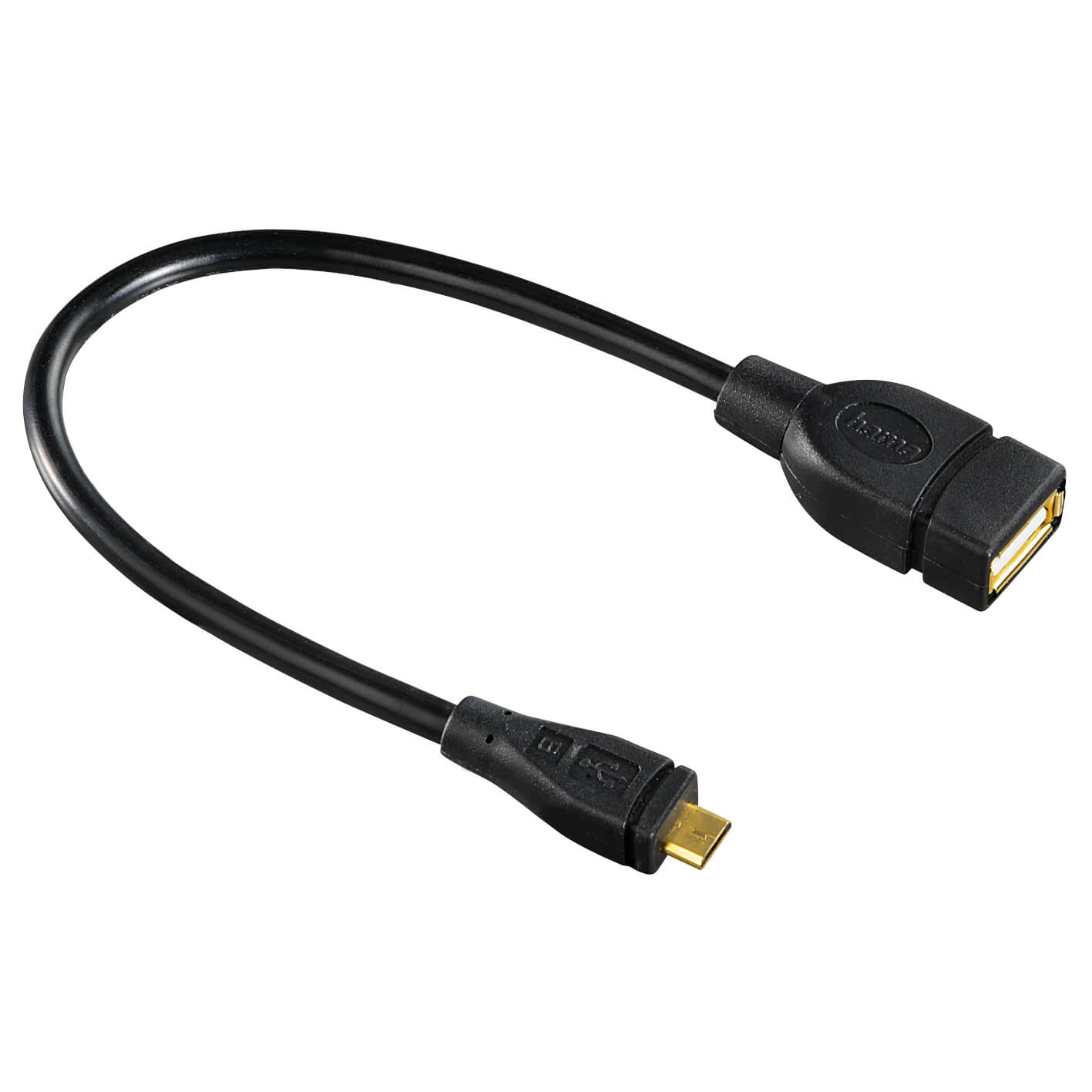 USB 2.0 OTG Adapter Cable, mi cro plug - A socket, black, 0.