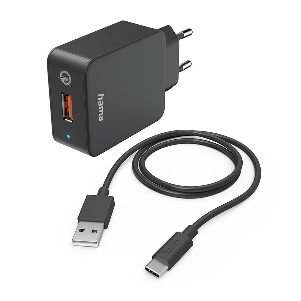 Charger 220V with USB-C Cable Qualcomm 19.5W Black