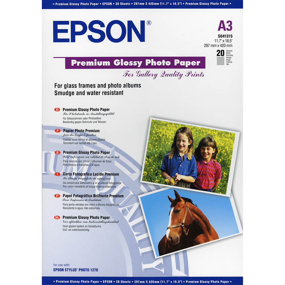 EPSON A3 Premium Glossy Photo  Paper 255g, 20 sheets