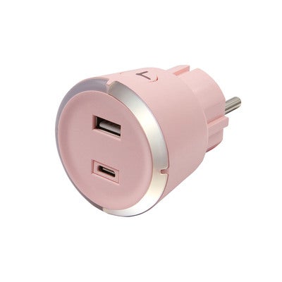Turva-ajastin USB A+C 1-4 3.4A Pinkki